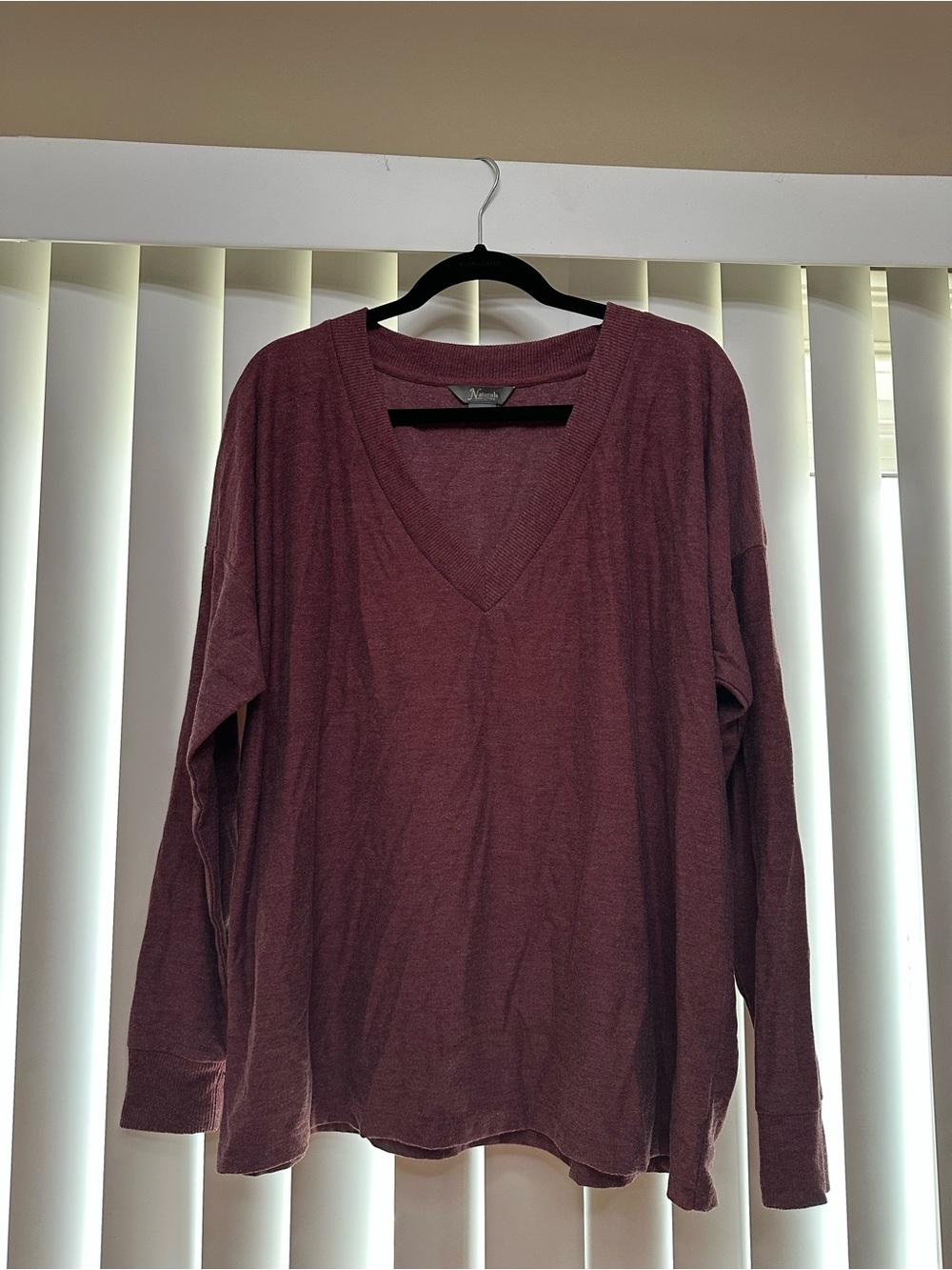 Natural Reflections Plum V-Neck Long Sleeve Sweater